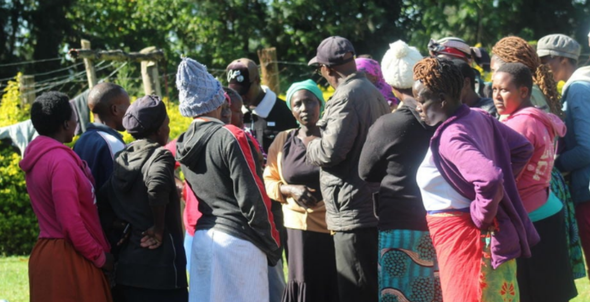 Mourners at the Home Where Four Children Who Were Murdered at Kipkebe Village in Bomet County Bomet Man Who Killed His 3 Children and Househelp Commits Suicide