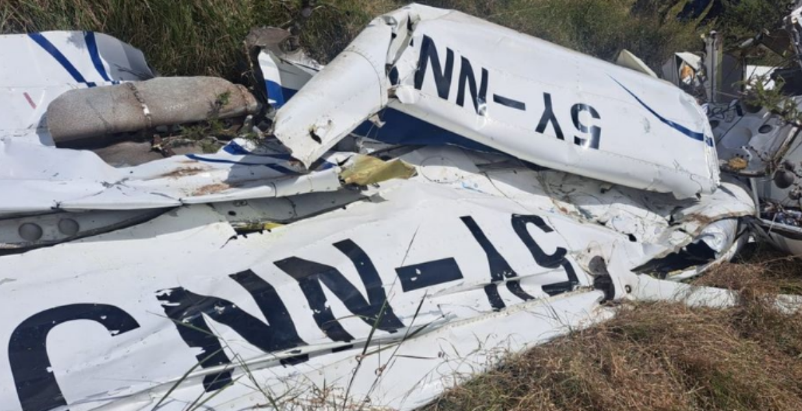 The Wreckage of the Aircraft After the Accident Two Planes Collide at Nairobi National Park Leaving Two Dead, 44 Passengers Unharmed