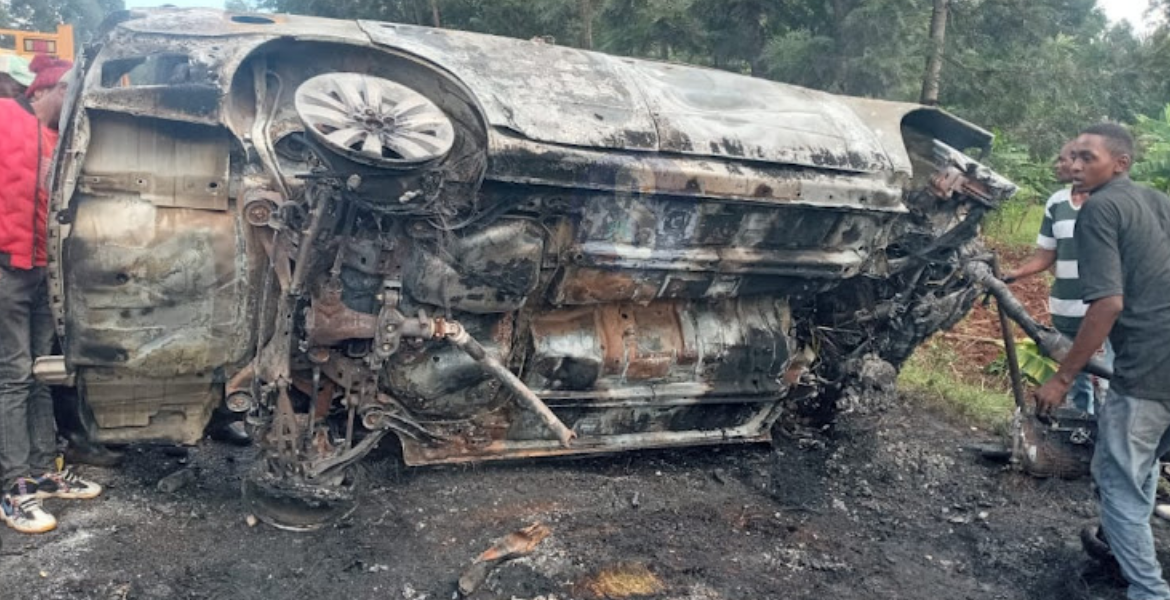 Remains of the Vehicle Belonging to Meru County Deputy Speaker Mwenda Ali Meru Deputy Speaker Seriously Injured in Road Accident, Daughter Dies