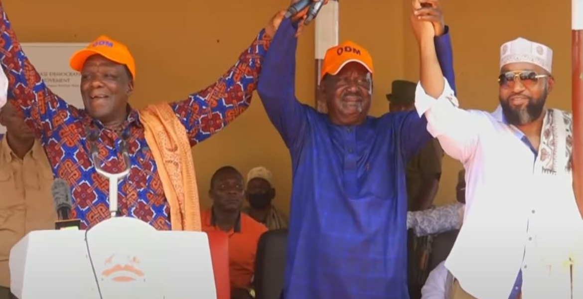 ODM Leader Raila Odinga and His Deputy Party Leaders Wycliffe Oparanya (left) and Ali Hassan Joho ODM Braces for Succession Showdown