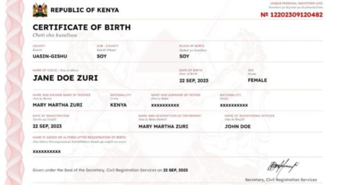 Kenya's Digital Birth Certificate Kenyan Govt Urges Diaspora to Register Birth Certificates for Children Born Overseas