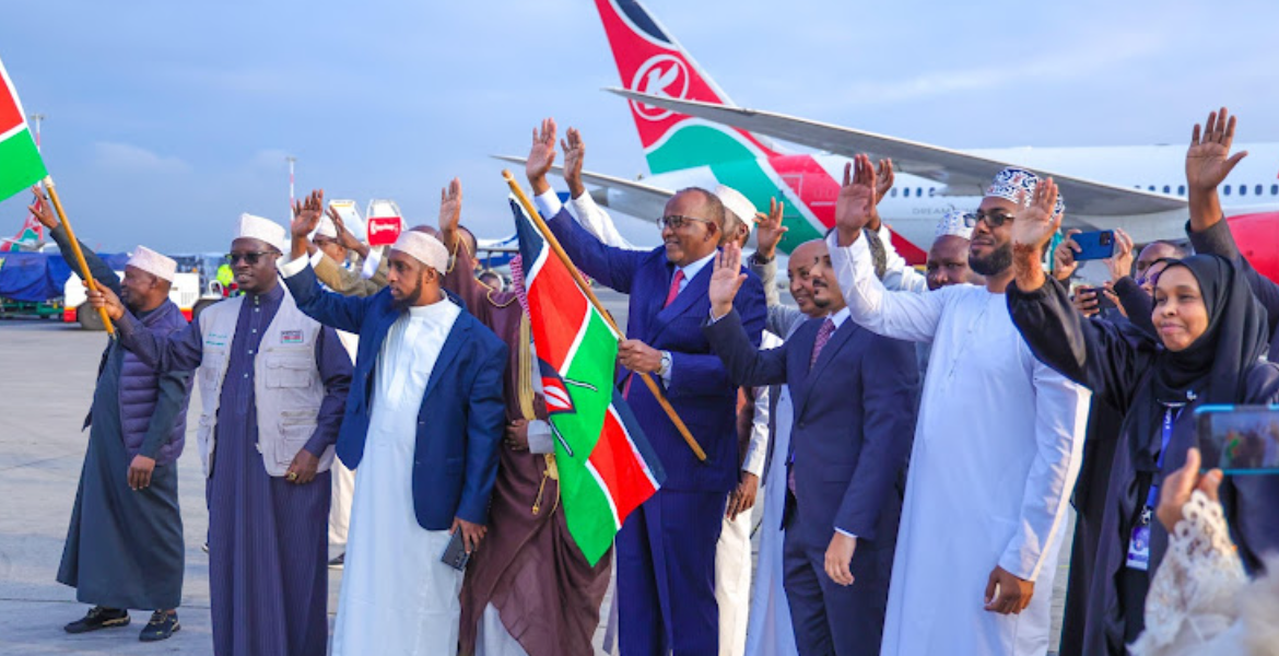 Defence Cabinet Secretary Aden Duale flags off the first group of 300 Hajj pilgrims heading to Saudi Arabia 300 Kenyan Pilgrims Embark on Sacred Hajj Journey to Mecca
