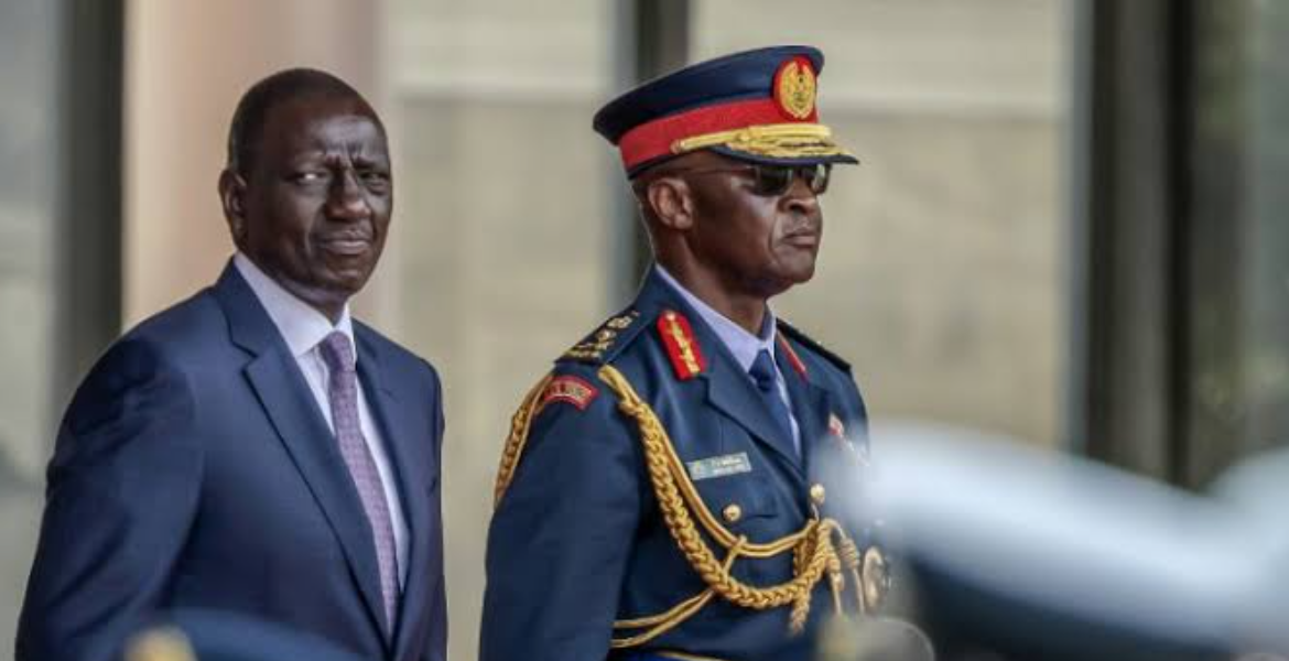 President William Ruto and the Late Chief of Defence Forces General Francis Ogolla The Significance of Ruto's Eagle Stature and Ogolla's Sword