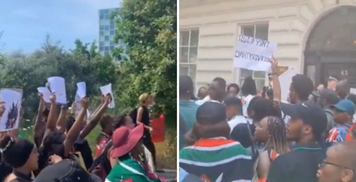 Kenyans protesting in the Hague and others in London Kenyans Abroad Rally in Opposition to Ruto Regime