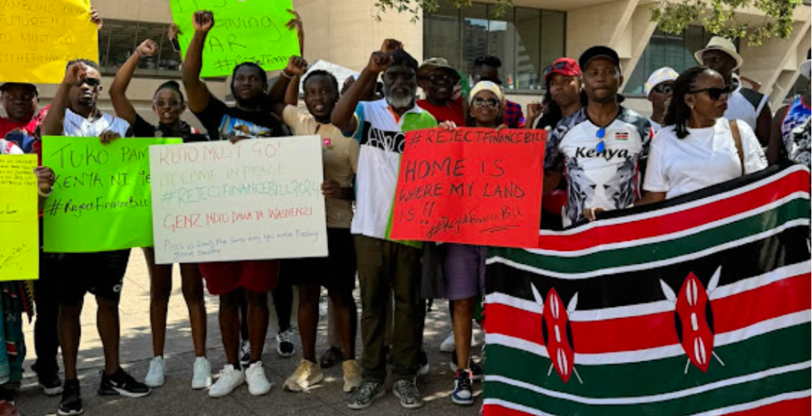 Former Presidential candidate George Wajackoyah leading Kenyan in Dallas, US Kenyan Diaspora in Dallas, USA Voices Opposition to Finance Bill 2024