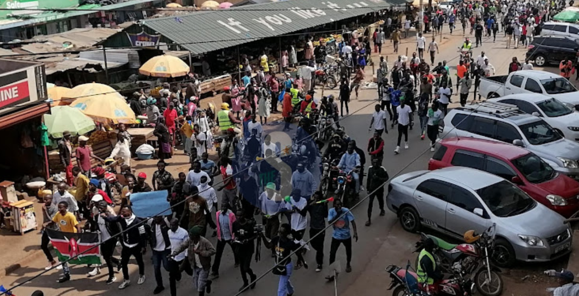 Protesters in Kisii Town on July 2, 2024 Chaos in Kisii and Nairobi as Teargas Meets Youth Protests