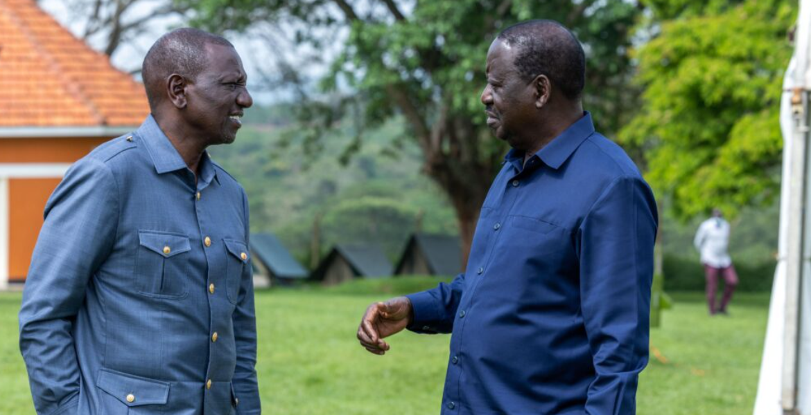 President William Ruto and Azimio Leader Raila Odinga Odinga Clarifies ODM Stance on Cabinet Appointments, Emphasizes No Coalition with UDA