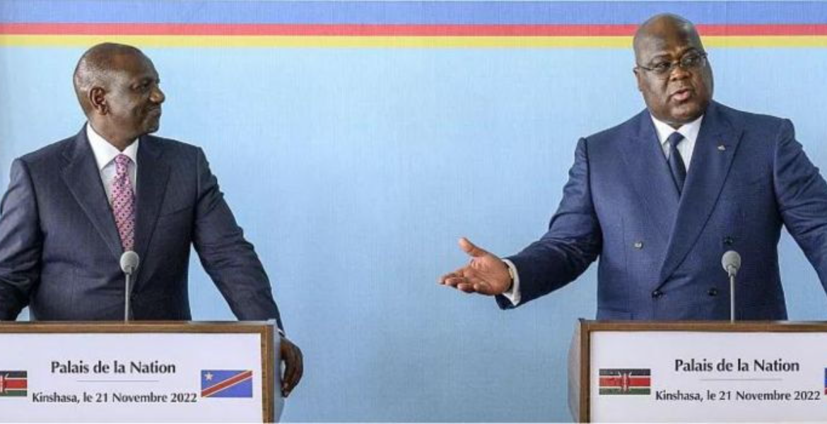 President William Ruto together with his DRC counterpart Felix Tshisekedi DRC President Félix Tshisekedi Slams Ruto Over Nairobi Peace Talks