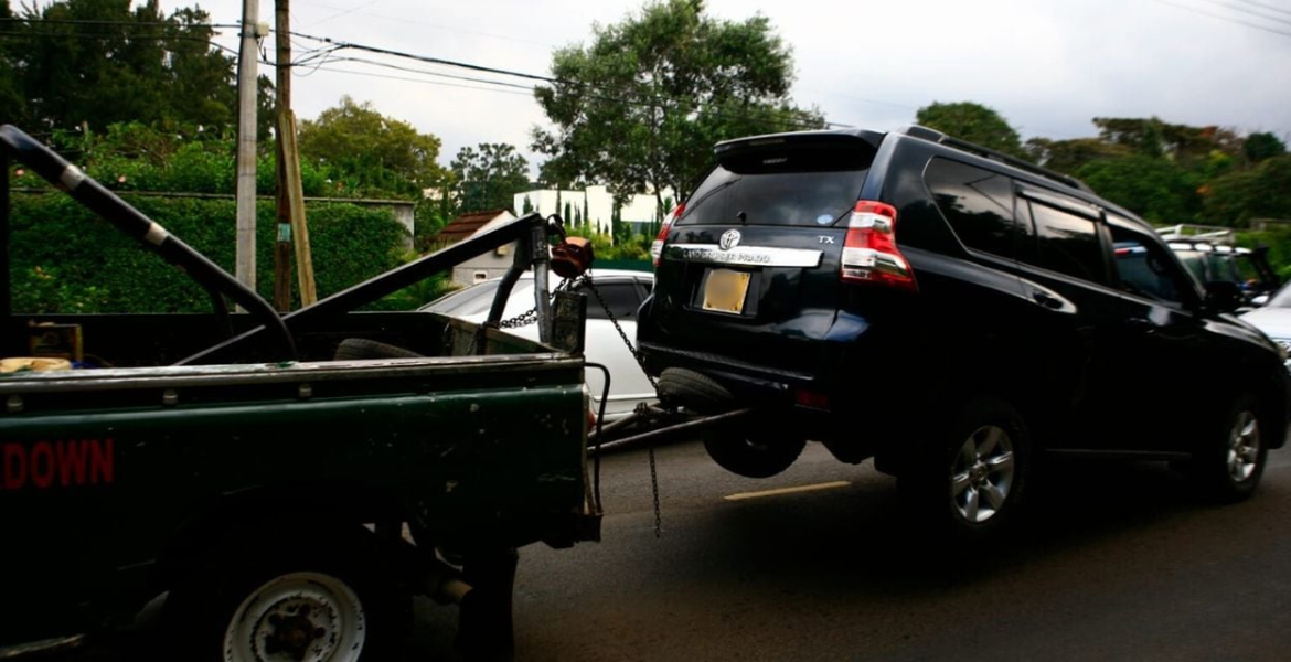 The car that Police Towed Away From Jimi Wanjigi's Home in Muthaiga Guns, Masks, and Terror: Wanjigi Family Breaks Silence on Police Raid
