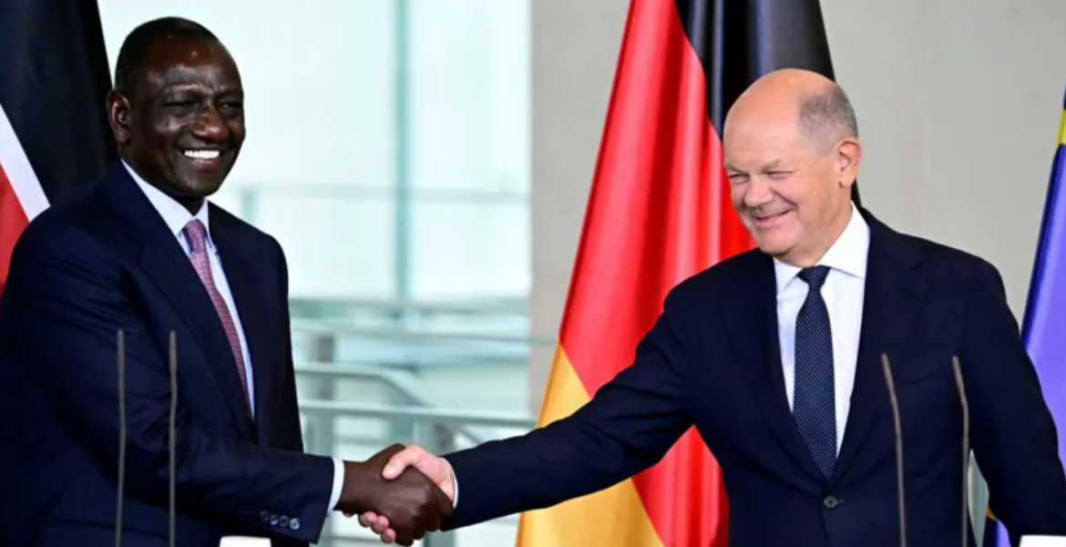 President William Ruto and Germany's Chancellor Olaf Scholz Germany Denies 250,000 Job Deal with Kenya, Contradicting Ruto's Claims