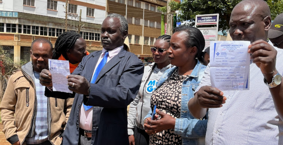 Victims of a jobs scam in Eldoret on September 8, 2024 How Scammed Job Seekers are Pressured to Lure Other Kenyans for Refunds