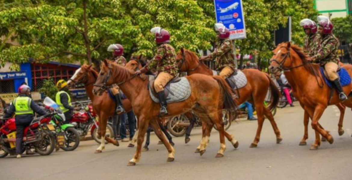 Police Patrol Nairobi CBD Air and Ground Forces Mobilized Ahead of Gachagua's Impeachment