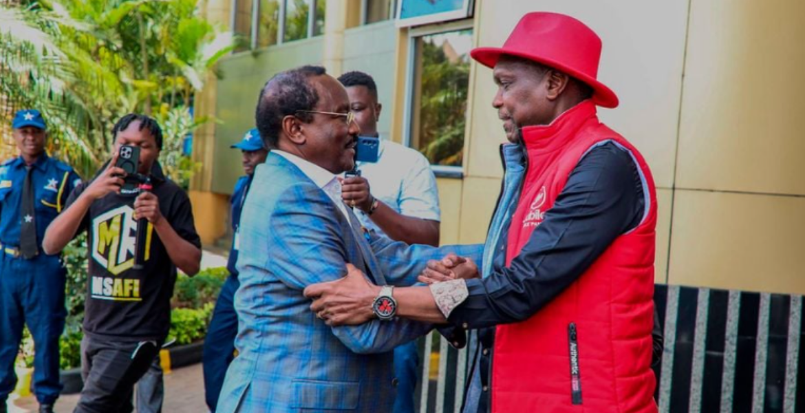 Wiper Party leader Kalonzo Musyoka With Jubilee Secretary-General Jeremiah Kioni Mount Kenya Leaders Pledge Support for Kalonzo Musyoka's 2027 Presidential Bid