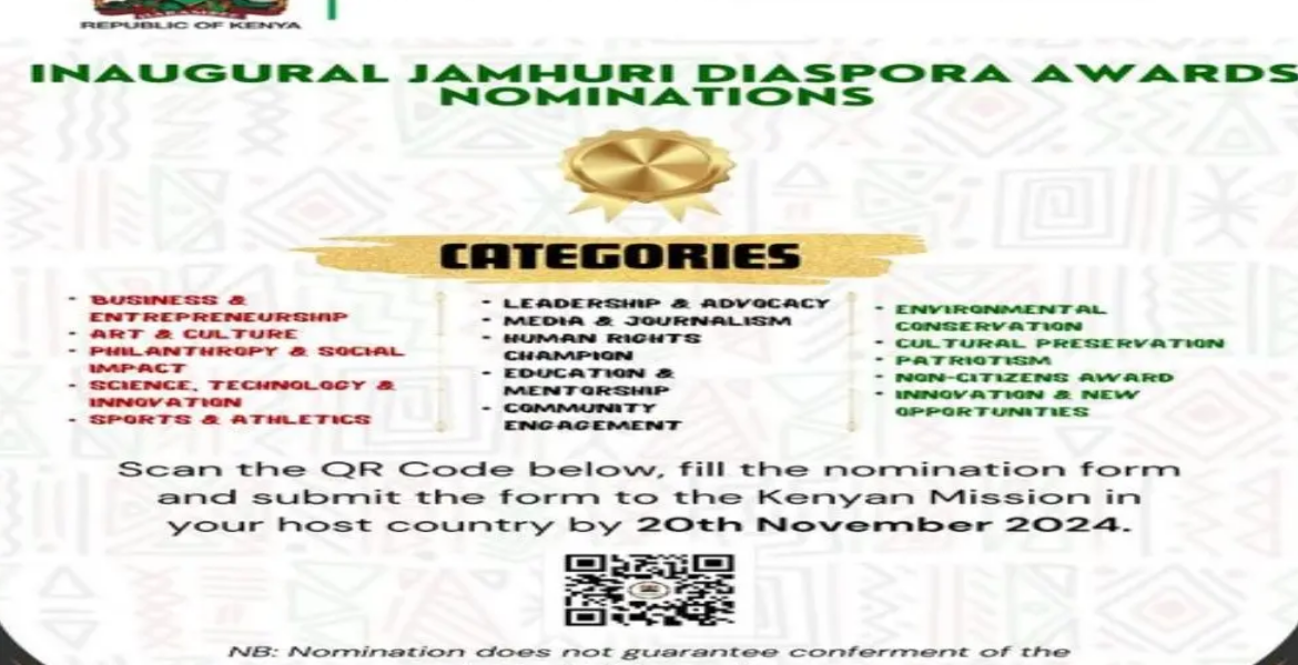 Jamhuri Diaspora Awards How Kenya Plans to Honour Its Citizens Abroad Through 15 Award Categories