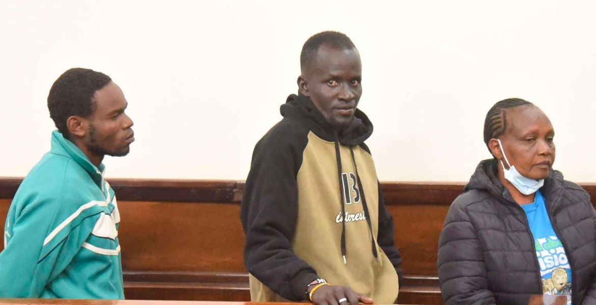 From left: Vincent Ng'ososei Kiprono , Jamlick Kiptoon Morogit and Rose Chepkemboi Rotich Wife of Slain Kenyan Athlete Charged with Murder, Two Others Implicated