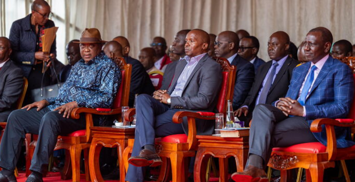 Former President Uhuru Kenyatta, Deputy President Kithure Kindiki and President William Ruto Ruto, Uhuru, Kindiki, and Gachagua Attend First Public Event Together