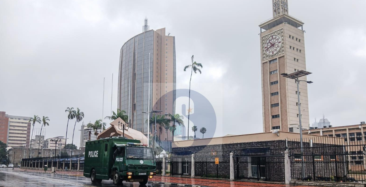 Police Vehicle Patrols Outside the Parliament Buildings Tight Security Measures Deployed Ahead of Ruto Address