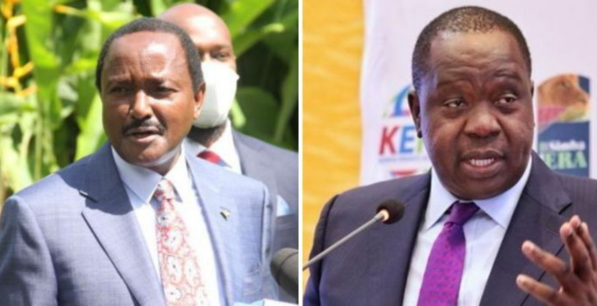 Wiper Leader Kalonzo Musyoka and Former Interior Cabinet Secretary Fred Matiang'i Matiang'i-Kalonzo Alliance in the Works, Kioni Confirms