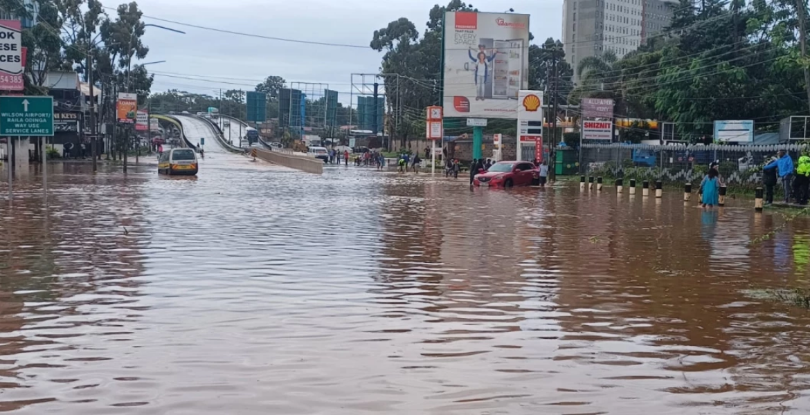 A Flooded Road in T Mall Roundabout, Langata Nairobi Orders Demolitions After Viral Flooding