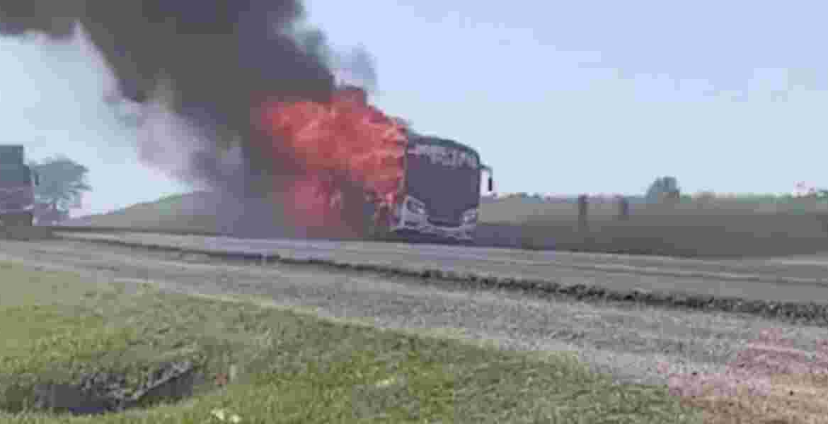 Modern Coast Bus Modern Coast Bus Catches Fire Near Gilgil, All 60 Passengers Safely Evacuated