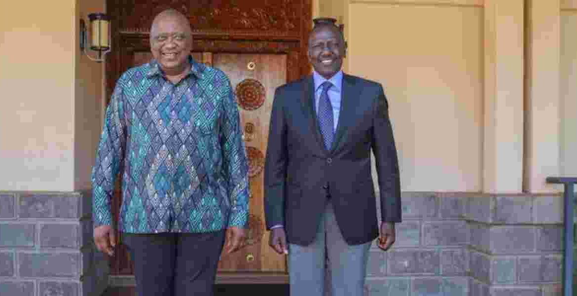 President William Ruto and Former President Uhuru Kenyatta President Ruto Visits Uhuru Kenyatta in Gatundu, Discusses IEBC Challenges