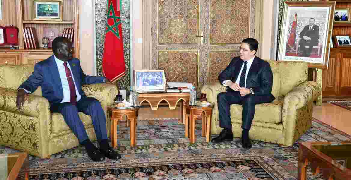 Raila Odinga With Morocco's Foreign Affairs Minister Nasser Bourita Raila Intensifies AU Chair Campaign Across North African Capitals