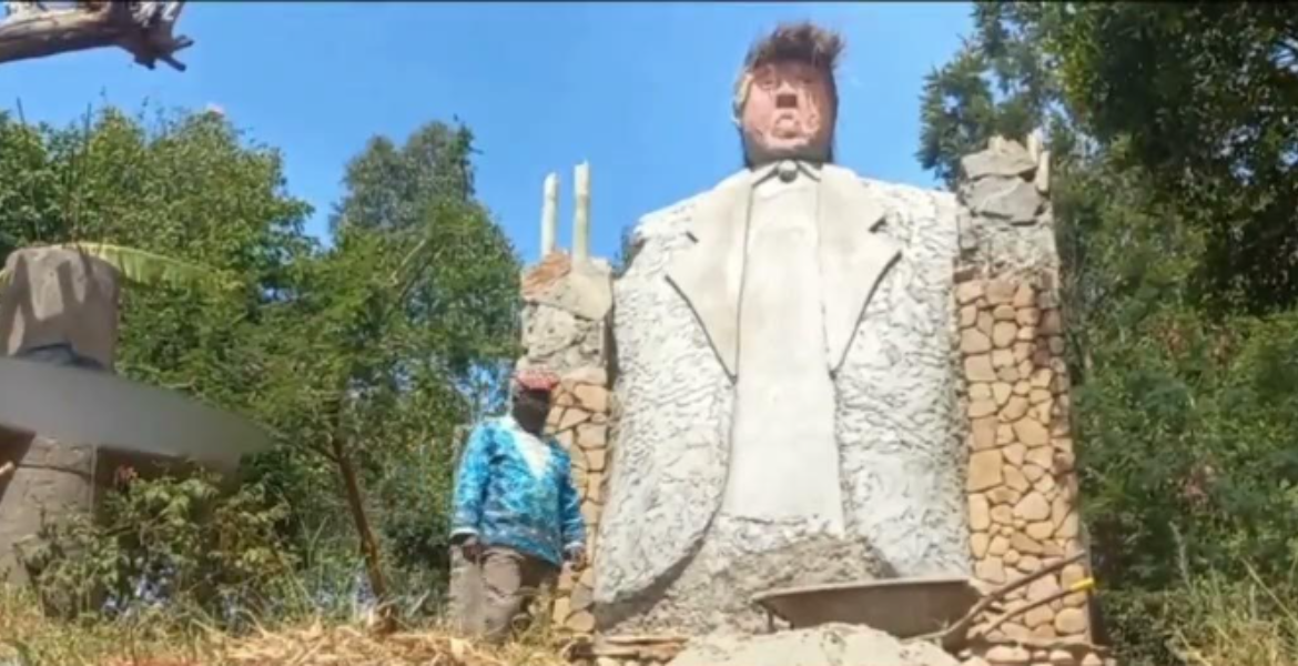 Novelist David Maillu Kenyan Writer Places Trump Statue at Pit Latrine in Political Protest