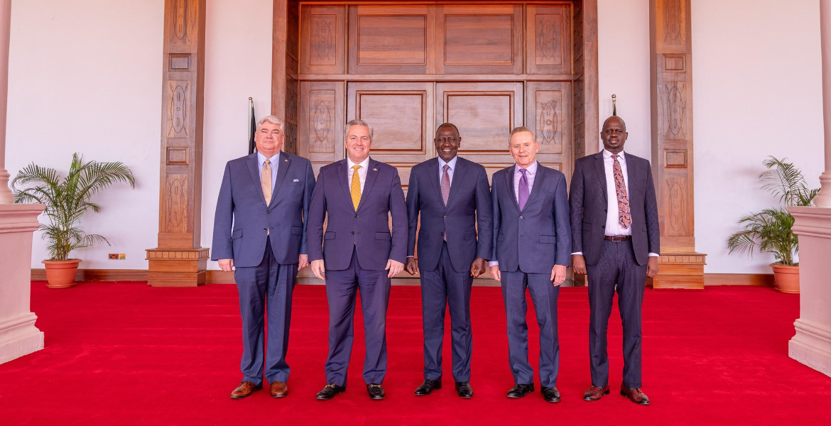 President William Ruto with Lawmakers From the State of West Viginia, Rollan Roberts and Jack Woodrum, Along With Former Congressman Mark Deli Puzzle of Former US Convict at Kenya State House