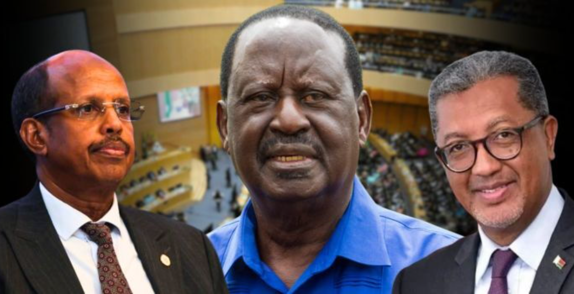 Mahmoud Ali Yousouff (Djibouti), Richard Randriamandrato (Mauritius) and Raila Odinga (Kenya) Odinga, Yousouff, Randriamandrato Contest African Union's Top Position