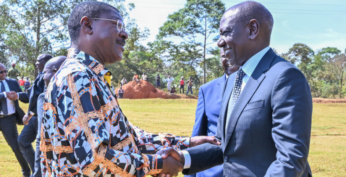 National Assembly Speaker Moses Wetangula and President William Ruto Ruto Pledges Five New Roads and Economic Revival for Western Kenya