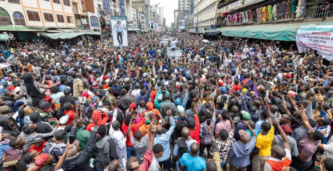 President William Ruto in the Eastleigh area in Kamukunji, Nairobi President Ruto Launches Week-Long Development Tour of Nairobi