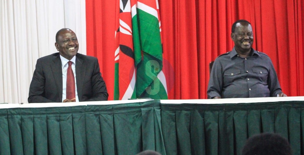 President William Ruto and Former Prime Minister Raila Odinga Odinga Criticizes Ruto Over SHA and High Taxation