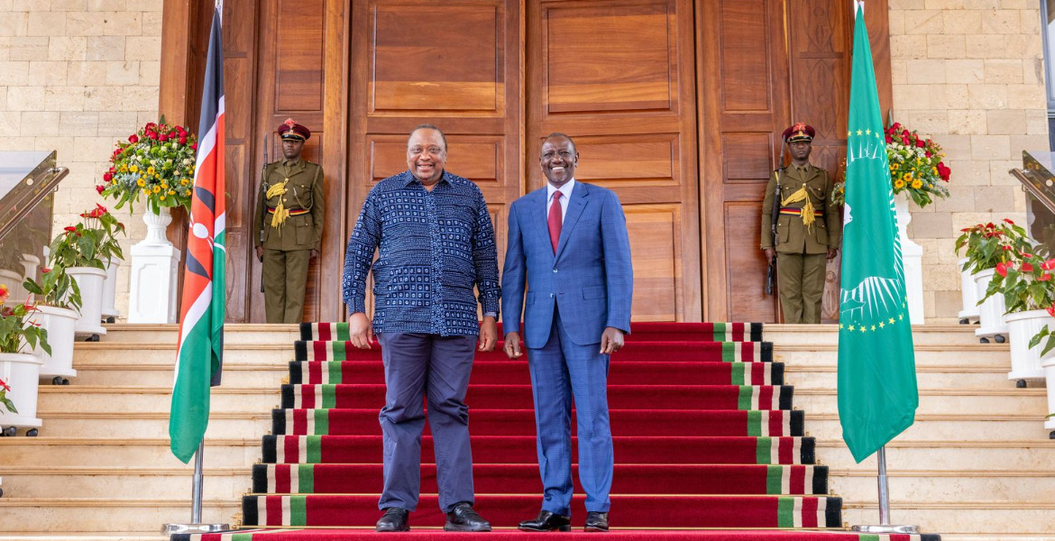 Former President Uhuru Kenyatta and his Successor William Ruto Ruto Hosts Uhuru, Mnangagwa at State House