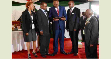 Members of the Board of the Kenya USA Diaspora SACCO with President Kenyatta at a luncheon they hosted in honor of  participants  of Diaspora Conference held at Windsor Golf and country club in April, 2015.