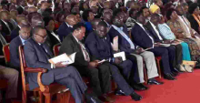 President Uhuru, Raila 'Lightly' Exchange Words at the Funeral of Shebesh's Father