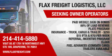 Flax Freight Logistics Seeking Owner Operators; Sign-on Bonuses Available