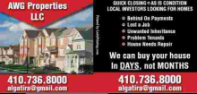 AWG Properties, LLC Buys Houses in Any Condition in the Baltimore Area