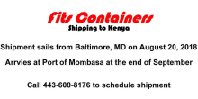 Fits Containers Collecting Items for Shipment to Kenya - Call to Schedule Pickup